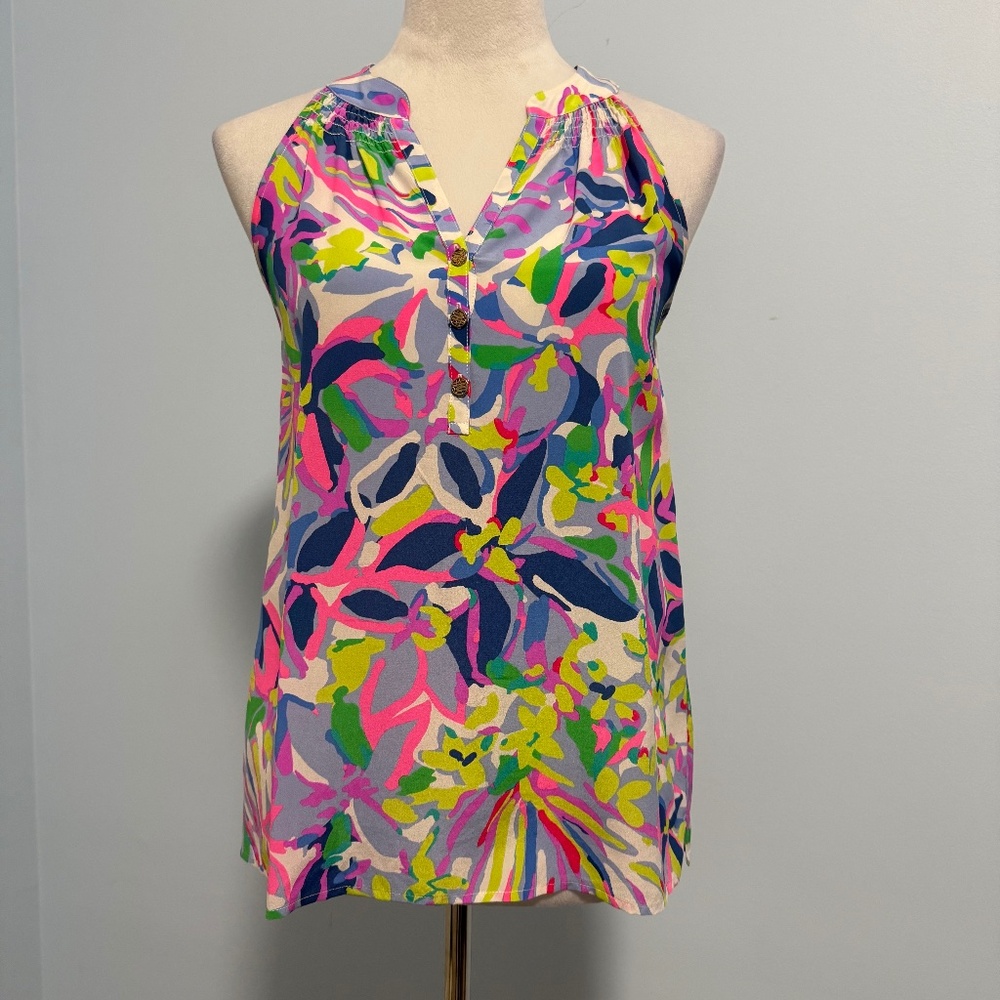 Lilly Pulitzer Silk Multicolor‎ Sleeveless Top Size XS